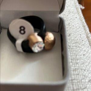 Size 8 leather ring with Crystal shining gem leather band